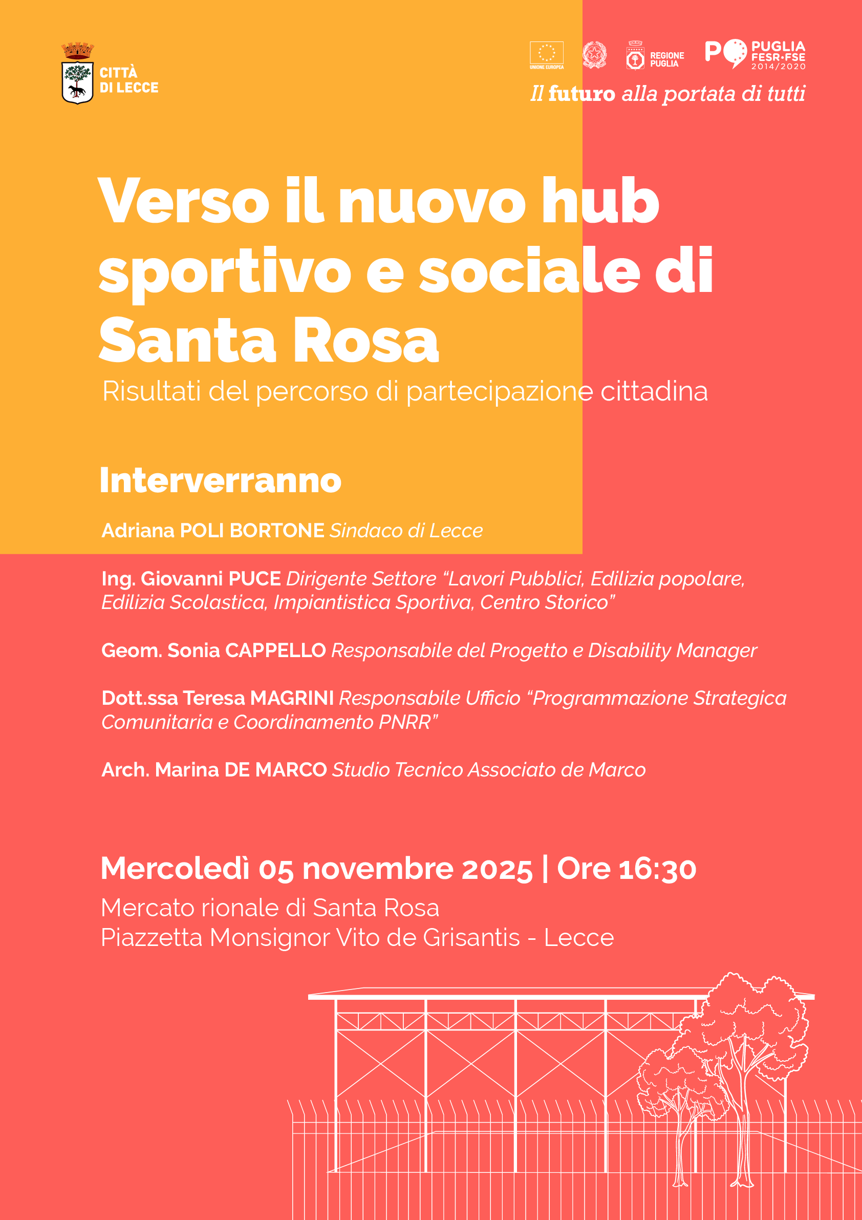 Programma dell'incontro "Verso il nuovo hub sportivo e sociale di Santa Rosa"