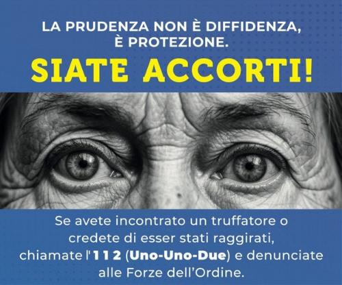 Locandina della campagna State accorti contro le truffe agli anziani