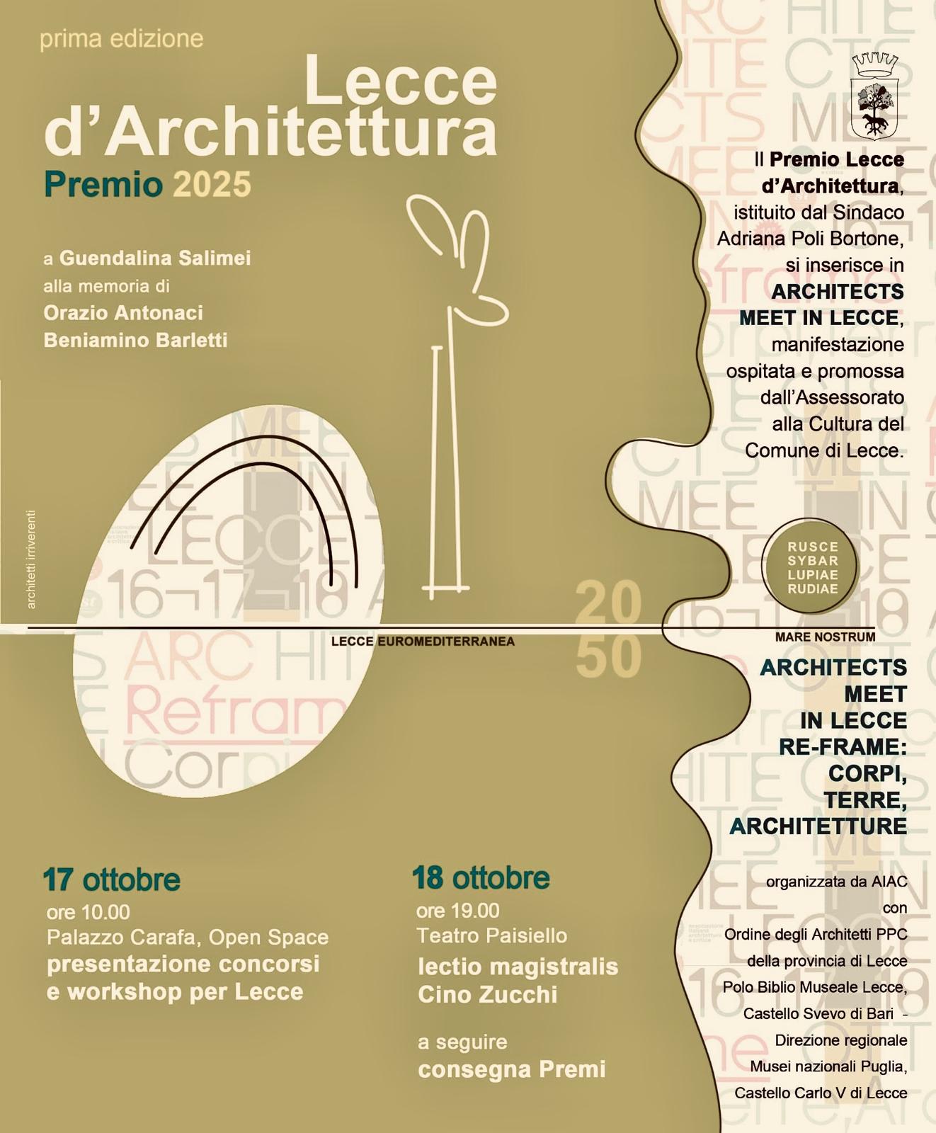 RE-FRAME: CORPI, TERRE, ARCHITETTURE  DAL 16 AL 18 OTTOBRE ARCHITECTS MEET IN LECCE