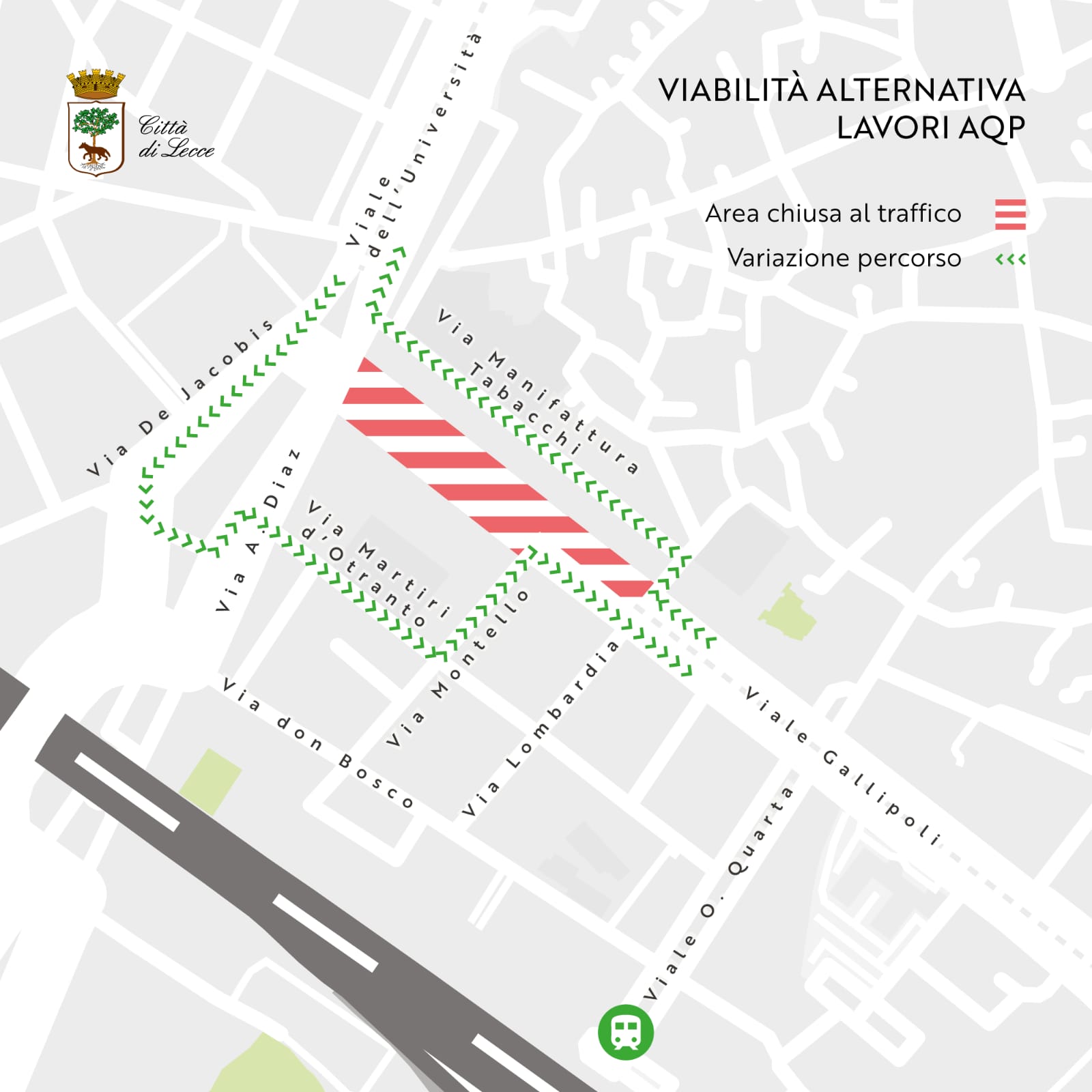 Mappa Viabilità alternativa lavori aqp viale marconi