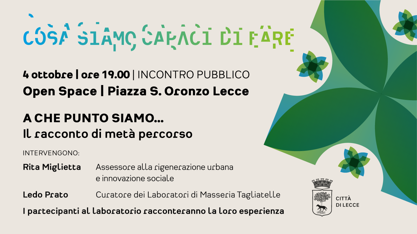 A che punto siamo: un incontro per raccontare il Laboratorio di partecipazione su Masseria Tagliatelle masseria tagliatelle incontro pubblico