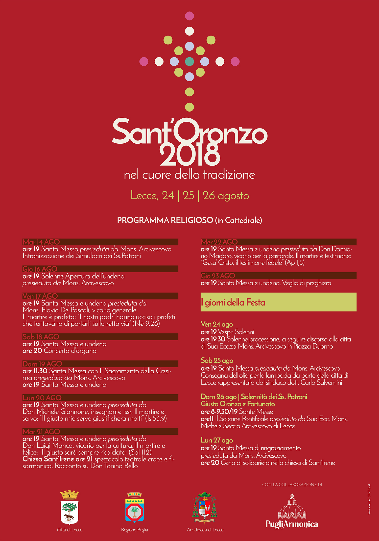 Programma religioso Sant'Oronzo 2018