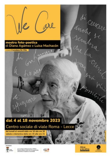 "We care" locandina della mostra foto-poetica dal 4 novembre a Lecce