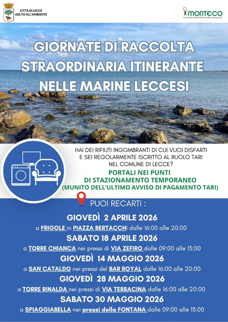 Calendario raccolta straordinaria itinerante