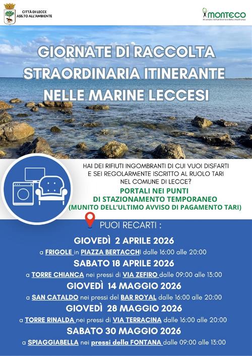 Calendario raccolta straordinaria itinerante