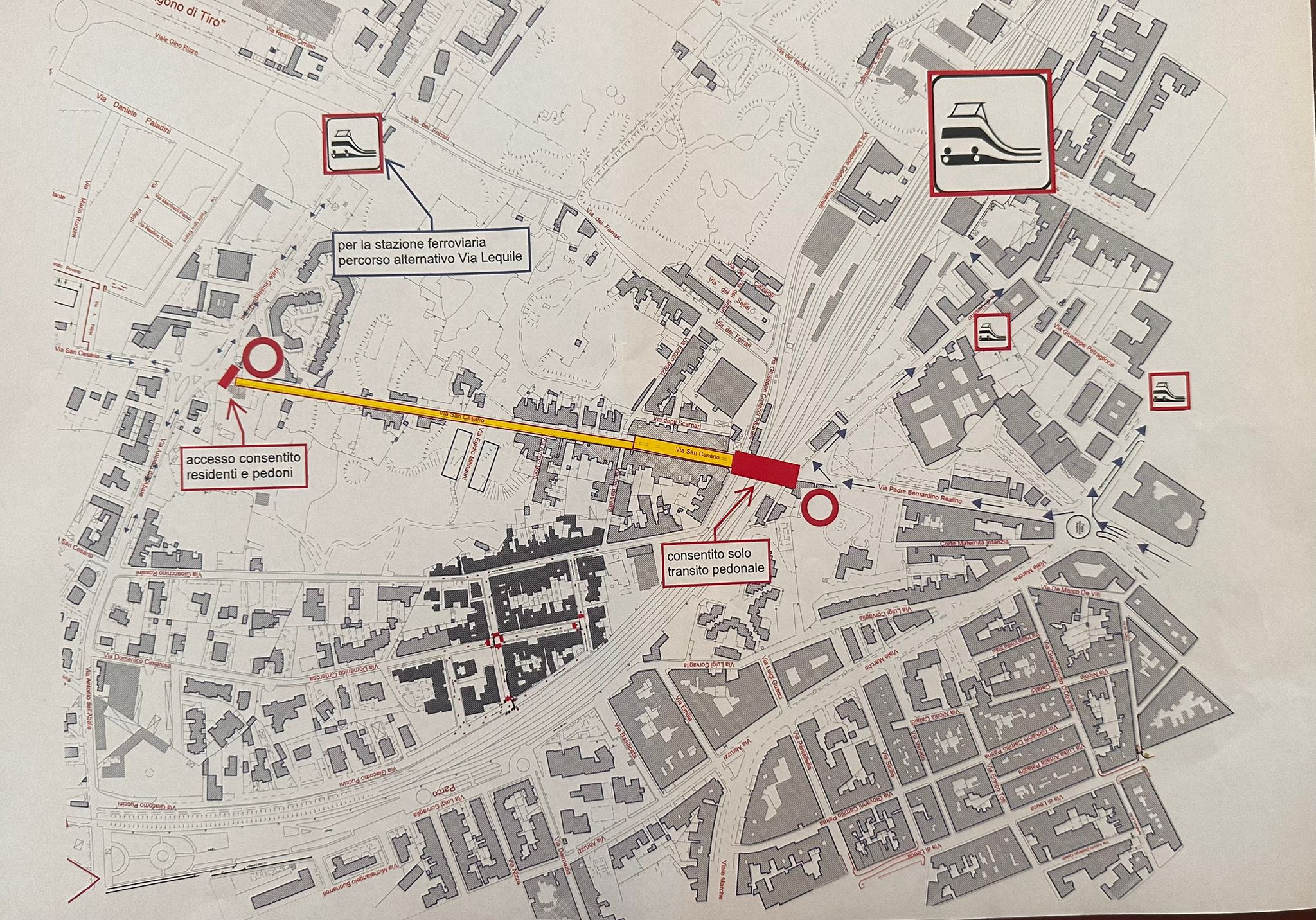 Chiusura temporanea sottopasso di via San Cesario per consentire lavori di consolidamento strutturale del ponte Chiusura Ponte via San Cesario