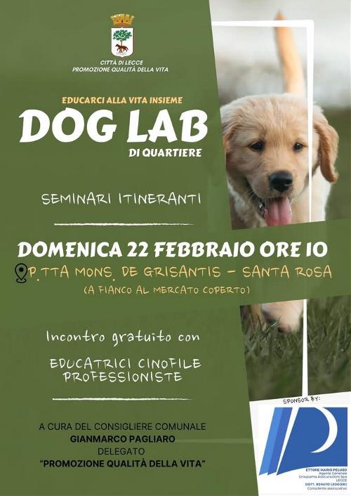 Dog Lab di quartiere: domenica 22 febbraio a Santa Rosa il seminario su tutela e gestione responsabile del cane