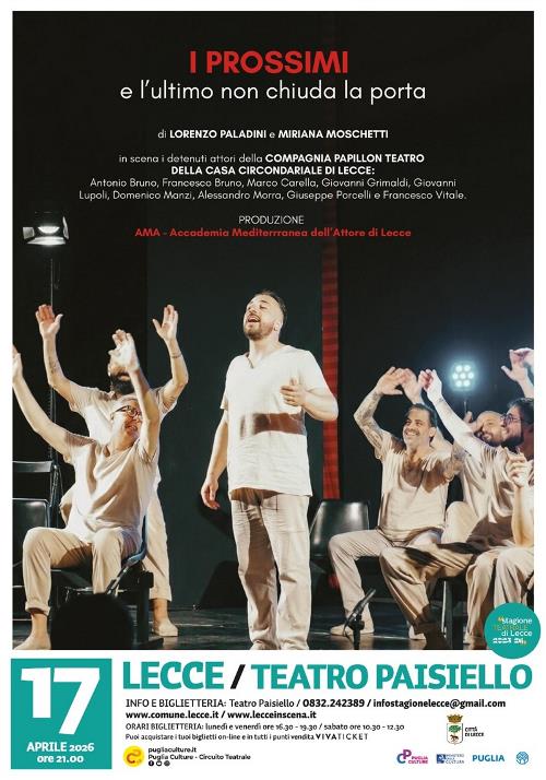 Dal carcere al palcoscenico: al Teatro Paisiello, lo spettacolo “I prossimi e l’ultimo non chiuda la porta”