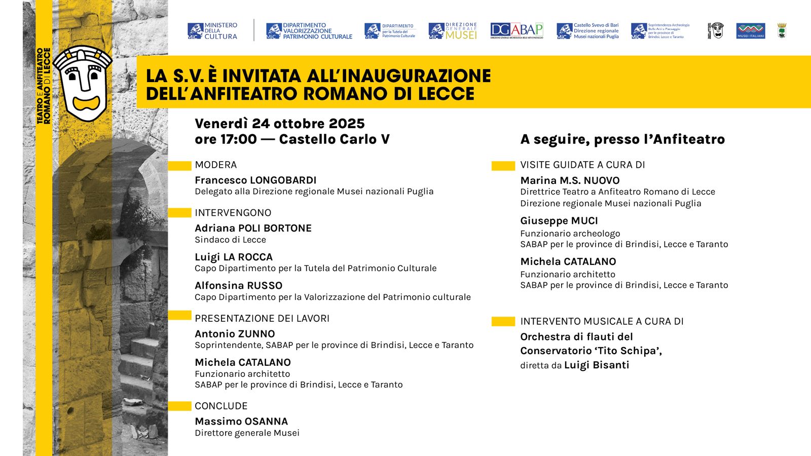 Invito Inaugurazione Anfiteatro Romano di Lecce