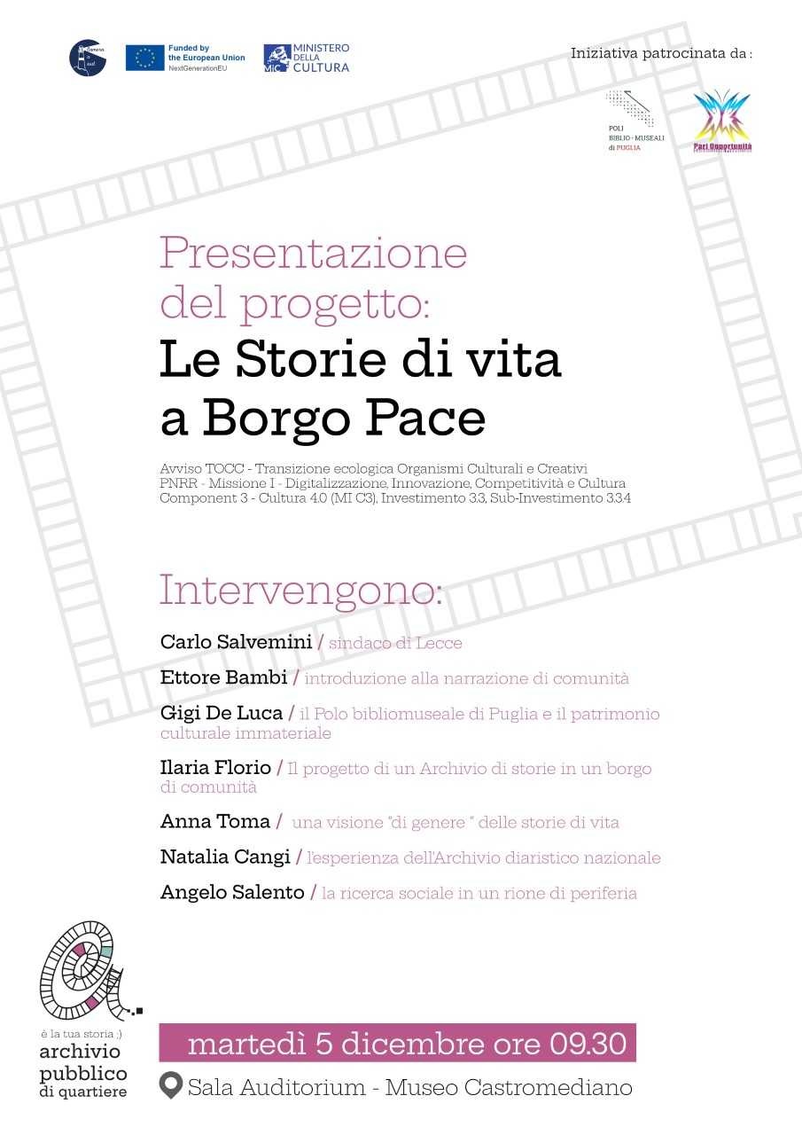 Locandina, Le storie di vita a Borgo Pace
