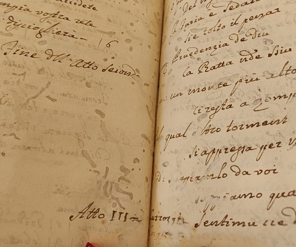 manoscritto settecentesco particolare pagine interne