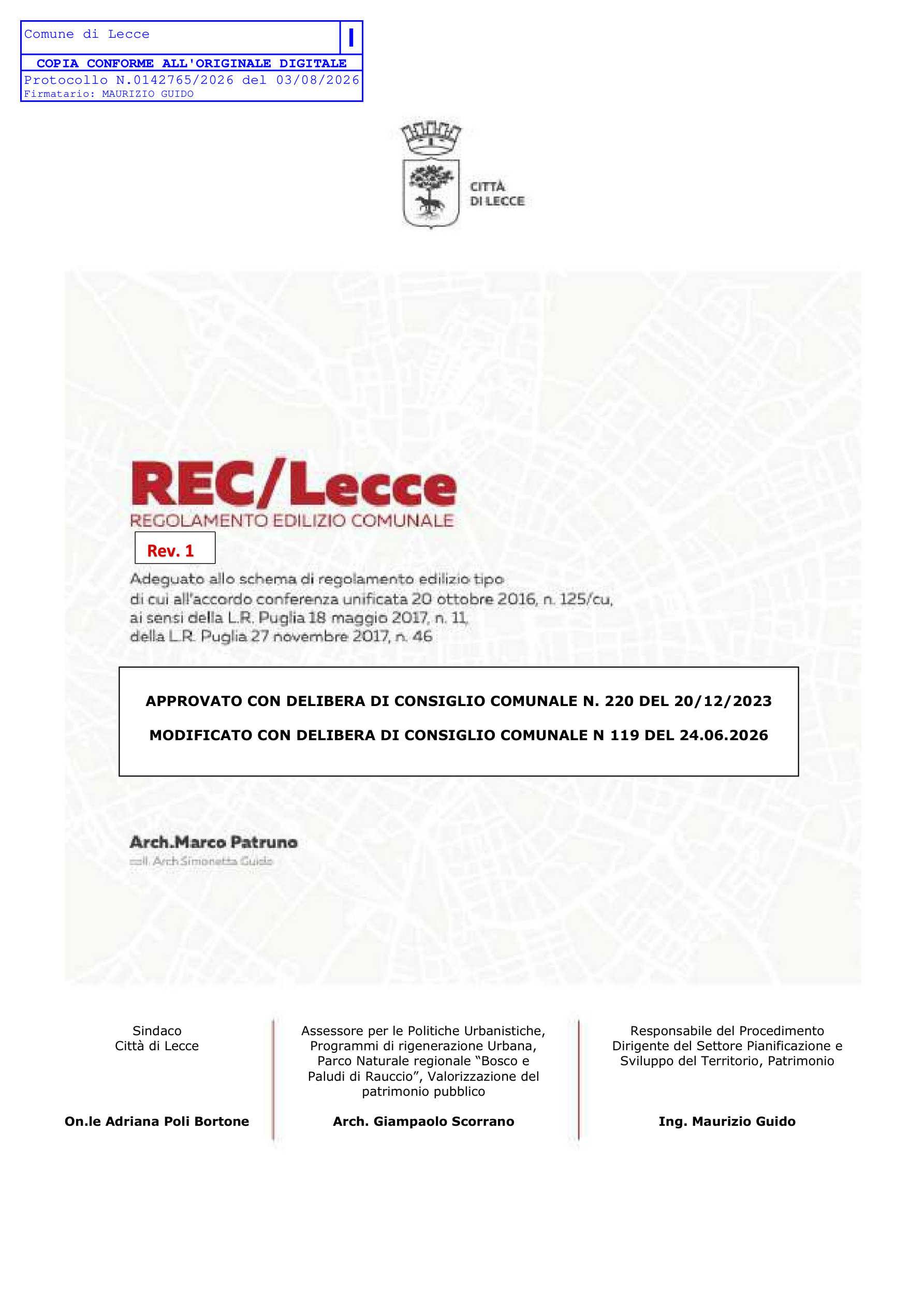 Copertina Regolamento Comunale Edilizio